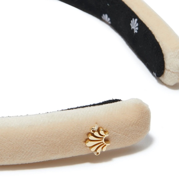 Lele Sadoughi Velvet Slim Gigi Headband in Latte - Picture 2 of 7